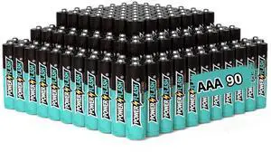 POWER FLASH Alkaline AAA90 Batteries 1.5V long lasting batteries are ideal for use in high tech devices, clocks, remotes, and other household devices.