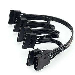 4Pin IDE to 5-Port Power Supply Cable 4Pin Molex to Multi SATA Port 18AWG Wire Power Cord For Hard Drive HDD SSD