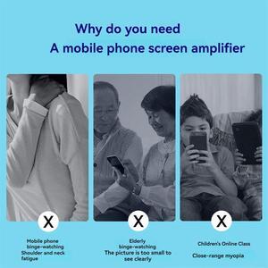 ATP-Folding Mobile Phone Magnifying Glass HD Cell Phone Screen Amplifier Projector Screen Enlarge Magnifier Phone Holder