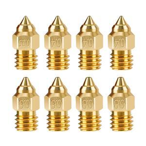 AP-3D Printer Nozzles,8PCS Brass Printing Nozzles With 0.25/0.4/0.6/0.8Mm For Ender 3/Ender 3 V2/Ender 3 Pro/Ender 5 Series Dura
