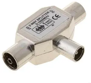 2 Way for T Splitter1x Male to 2 x Female Metal COAX Coaxial Aerial Adapter