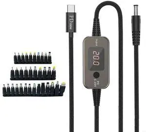 PD100W USB C to DC5525 Fast Charging Cord 5V 9V 12V 15V 20V 5A Adjustable Power Supply Cable With Multiple Adapters