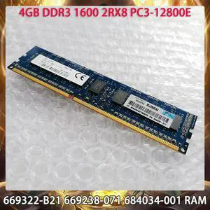 4GB DDR3 1600 12800E 2RX8 PC3-12800E 4G For 669322-B21 669238-071 684034-001 Server Memory