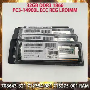 1 Pcs Server Memory For H-P 708643-B21 712384-081 715275-001 32GB DDR3 1866MHz PC3-14900L ECC REG LRDIMM