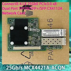 25Gb/s MCX4421A-ACQN For Mellanox ConnectX-4 LX 25GbE PCIe3.0 x8 Dual Port SFP28/SFP+/SFP CX4112A PC Network Card InfiniBand NIC