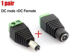 1 Pair DC Male Female Jack Plug Connector 2.1x5.5 mm Power Supply Adapter BNC for CCTV Camera LED Strip Lamp Lighting Lights