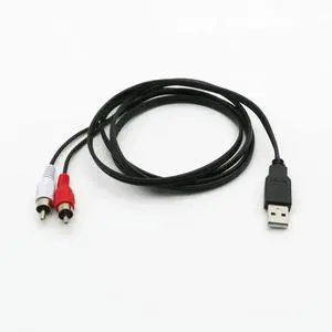 Dual RCA Male To USB Male A Composite Adapter Audio Video Data Extension Cable 1pc