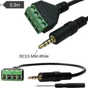 3.5mm 1/8" Stereo TRRS Male 4 Pole To 4 Pin AV Screw Video Shield Balun Terminal Plug Connector Solderless Block Adapter Cable