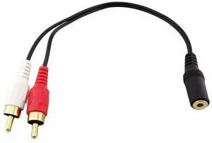 1pc Gold 3.5mm 1/8" Stereo Female Mini Jack To 2 Male RCA Phono Plug Adapter Audio Y Cable 20cm
