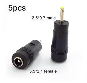 5pcs 2.5X0.7mm to 5.5*2.1mm Male to Female Connectors DC Power Adapter PC tablet Power Charger Adaptor Jack Plug L1