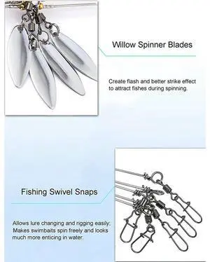 Alabama Umbrella Rigs for Bass Stripers Fishing, Freshwater Fishing Swimbait Lures Rig Kit, Blue Rich