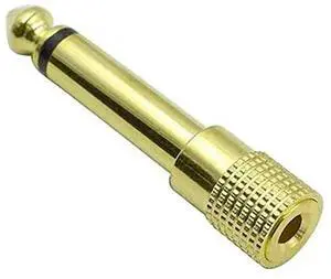 1pc Gold 6.35mm 1/4" Male Plug Mono TS to 3.5mm 1/8" Female Audio Headphone Adapter Adaptor Connector Converter