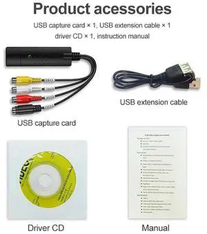USB 2.0 to RCA Video Capture Converter USB Audio Video Capture Card Adapter with USB Cable For TV DVD VHS Capture Device