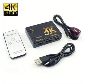 3 in 1 Out HDMI-compatible Splitter 4K HDTV Switcher Selector Video Box Adapter With IR Remote for Laptop PC HDTV DVD PS4 TV