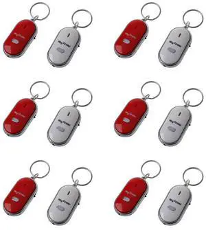12Pcs Whistle Lost Key Finder Flashing Beeping Locator Remote Keychain LED Ring