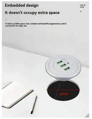 Embedded Desktop Charging Station 3-Port USB Hub 3-In-1 Data Line Splitter For Mobile Phones Desk Organizer Charge Embedded Desktop Charging Station 3-Port USB Hub 3-In-1 Data Line Splitter For Mobile Phones Desk Organizer Charge