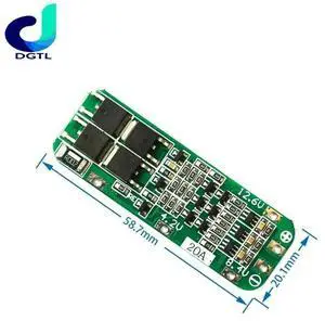 3S 20A Li-ion Lithium Charger PCB BMS Protection Board 12.6V Cell 64x20x3.4mm Module