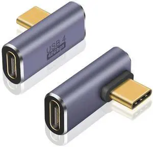 1x USB Right/Left Angle Type C Adapter USB 4 Cable 40Gbps Extender 8K Video Display 100W Charging for Thunderbolt 4/3 HUB Mobile