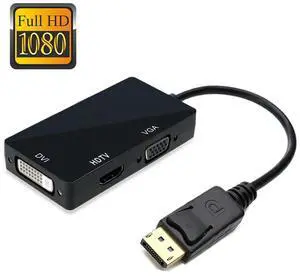 3IN1 1080P Displayport DP to HDMI-compatible DVI VGA Adapter Display Port Cable Converter For Desktop PC Laptop TV Projector