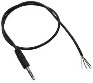 3.5mm 4-Pole Audio Video Cable Headphone Cable Connector Plug 4 Wires For Underwater Camera About 50cm