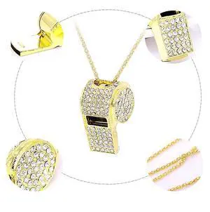 Whistle, Metal Crystal Rhinestone Whistle, Shining Whistle with Keychain for Referees, Coaches, Teachers Rich