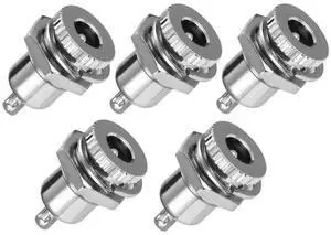 5-Pack DC-099 5.5 mm x 2.1mm 30V 10A DC Power Jack Socket,Threaded Female Panel Mount Connector Adapter