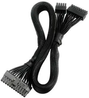 Durable 18+10pin to 24Pin Sleeved Power Cable For G1 P2 T2 PSU Modulars Black Meshed Line