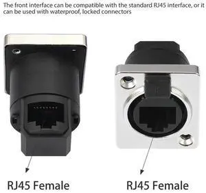 RJ45 Ethernet Connector With Rubber Cover D Type Panel Mount Socket Waterproof Network Connector RJ45