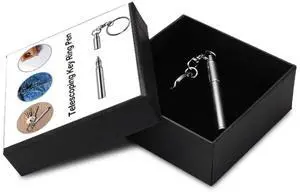 Portable Key Ring Stainless Steel Telescopic Pen Telescoping Ballpoint Pen Keychain Tool For Outdoor Travel
