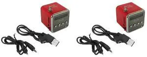 2X TD-V26 Digital Portable Mini Fm Radio Receiver LED Loudspeaker Wireless Speaker MP3 Support SD/TF Card Red