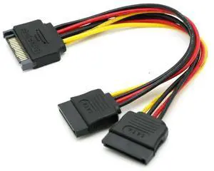 SATA II Hard Disk Power 15Pin SATA Male To 2 Female 15Pin Power HDD Splitter Y 1 To 2 Extension Cable 20CM