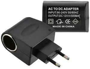 AC Adapter With Car Socket Auto Charger EU Plug 220V AC To 12V DC Use For Car Electronic Devices Use At Home