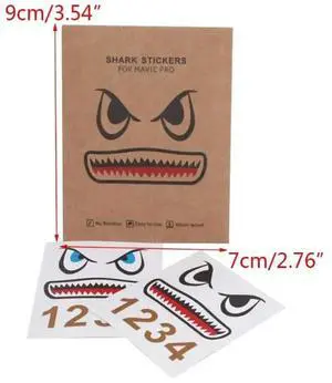 1 Set Sticker Decals Skin Protective Shark Adhesive Art Decals for Mavic Mini 2 Drone Outdoor Waterproof Shockproof