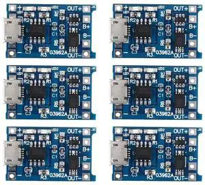 6PCS For TP4056 Charging Module With Protection BMS 5V Micro-USB 1A Charge Board For