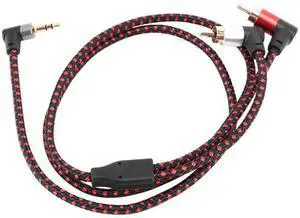 90 Degree 3.5mm Male to 2 RCA Male Cable Right Angle Stereo AUX Y Splitter Cord Microphone Jack Plug for Laptop 1M