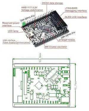 Development Board Stm32f103c8t6 Stm32f103 Stm32f1 Stm32 System Board Learning Board Evaluation Kit Durable Easy Install