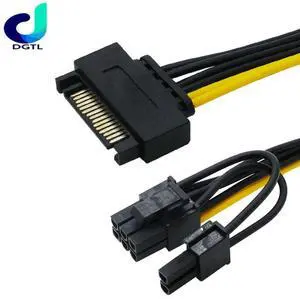 15 Pin SATA Male to 8 Pin (6+2) PCI-e Power Supply Cable 15Pin SATA to 8Pin PCI Express Adapter for Graphics Video Card 8 inch