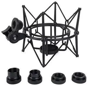 Microphone Shock Mount Adjustable Mount Recording Mic Stand l Bracket Pod Microphone Stand (Black)