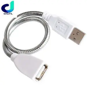 Desk Lamp USB Power Cable Extension Cord Flexible Metal Hose USB Desk Light