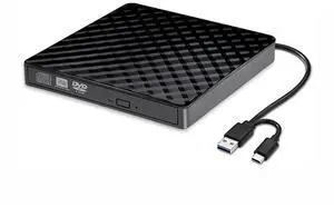CD Writer DVD RW USB3.0 Type-C 2 In 1 Slim External Optical Drive Burner Reader Player For Laptop Desktop PC