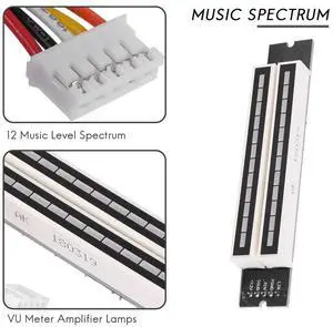 Dual 12 Music Level Indicator LED Spectrum VU Meter Amplifier Lamps Light Speed Adjustable Board for MP3 DC 7-12V(Finis) Rich