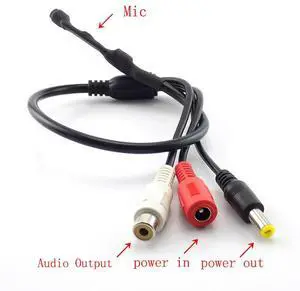 Mini CCTV Audio Microphone Mic For Security Audio camera Sound Monitor Pick Up RCA Power Cable for CCTV Camera DVR E1