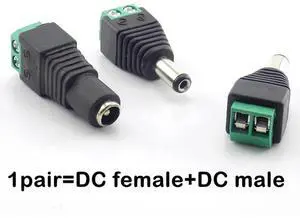 1 pair DC Power plug female+ male Connector jack Coax Cat5 To Bnc adapter Av BNC UTP for CCTV Camera Video Balun LED Lamp Strip