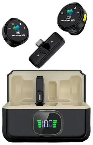 Wireless Lavalier Microphone Mic With Charging Case 2.4G Plug And Play Chip Microphone