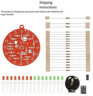 Red Board Christmas Tree NE555 Flashing Lights Hanging Circuit Fun DIY Electronic Production Kit Portable Module, Kit A Dur
