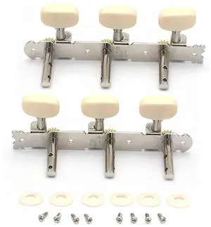 Vintage Guitar Tuning Pegs Gold Plated Machine Heads Tuning Keys Tuners Single Hole for Classical Guitar 3L 3R Rich