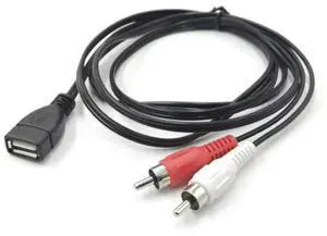 USB 2.0 A Female Socket To 2 RCA 2RCA Male Plug connector converter Audio Video Extension Cable Adapter wire 1.5M/5 Ft E1