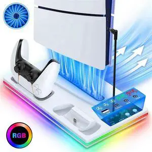 Heat Dissipation Bracket Base With RGB Lighting For PS5 Double Handle Handle Charging Block For PS5/SLIM/Pro Host B