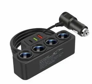 12V/24V Car Cigarette Lighter Adapter 4-Socket 3.1A Charger Charger USB Car USB+QC3.0+PD3.1A Accessories 120W Power Outlet