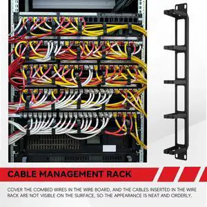 19 Inch 1U Rack Cabinets Cable Management Network Organizer Hollow Metal Base Five Ring Detachable Wire Manager Frame Rich